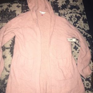 NWT XL Jr dusty rose hooded cardigan